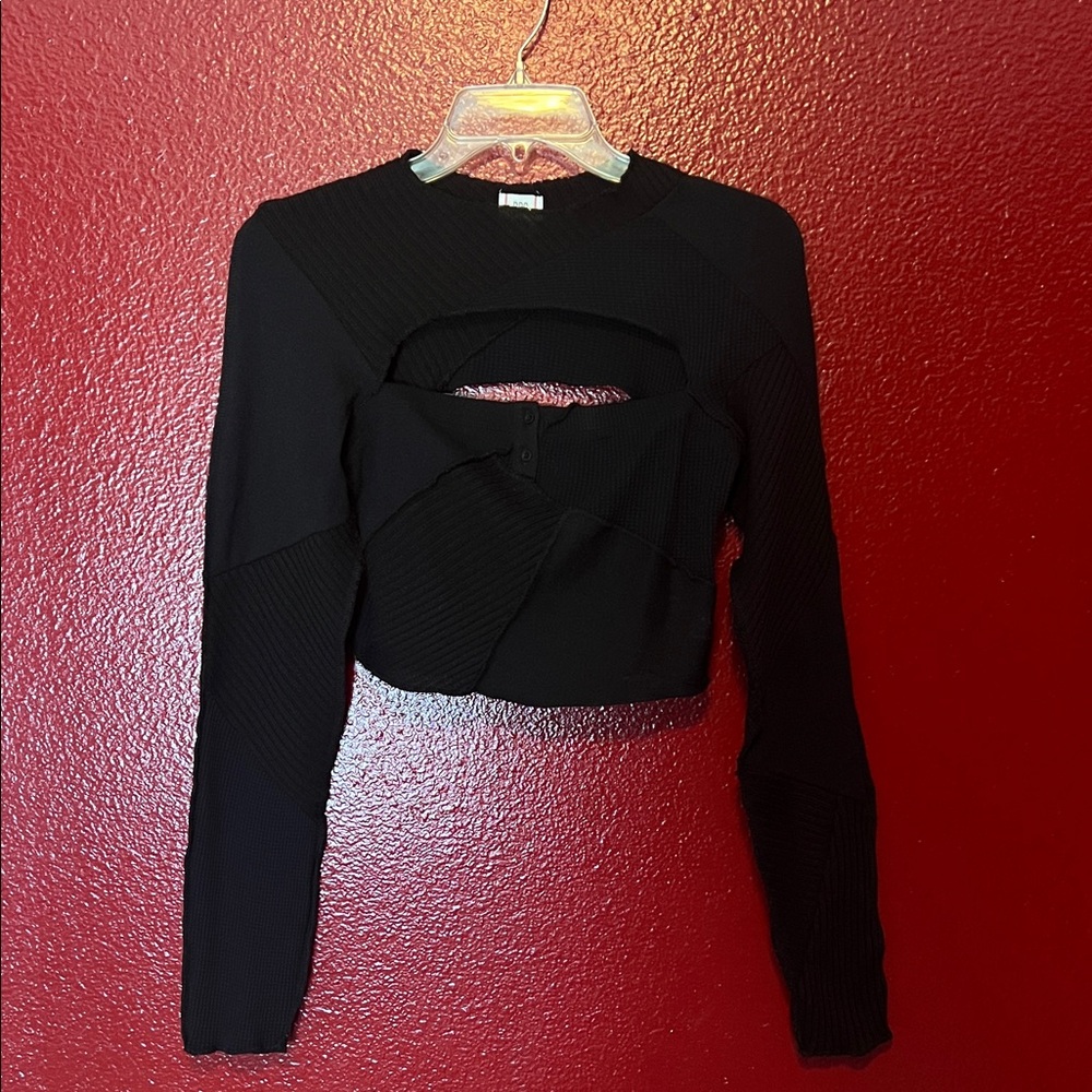 BDG Black Cutout Crop Top